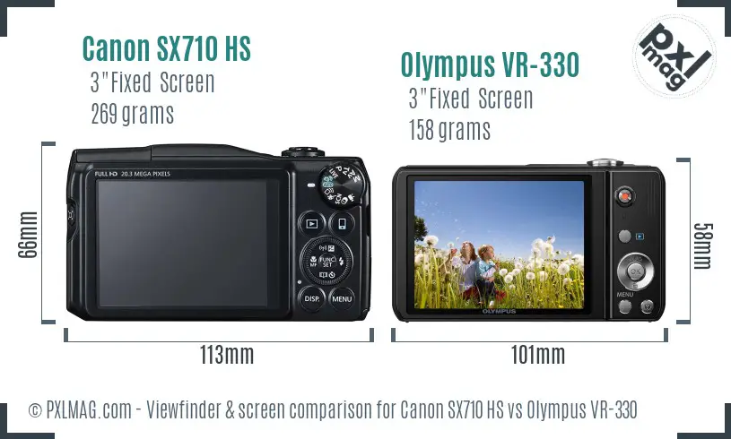 Canon SX710 HS vs Olympus VR-330 Screen and Viewfinder comparison