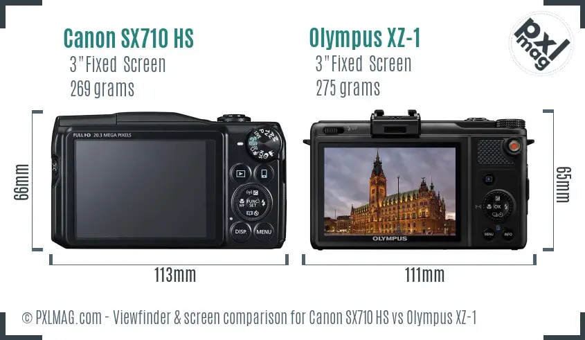 Canon SX710 HS vs Olympus XZ-1 Screen and Viewfinder comparison