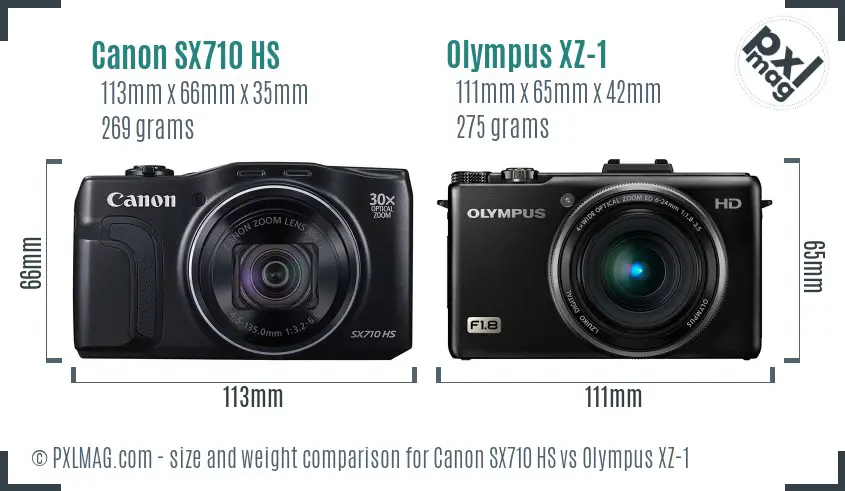 Canon SX710 HS vs Olympus XZ-1 size comparison