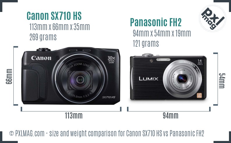 Canon SX710 HS vs Panasonic FH2 size comparison Canon SX710 HS vs Panasonic FH2 size comparison