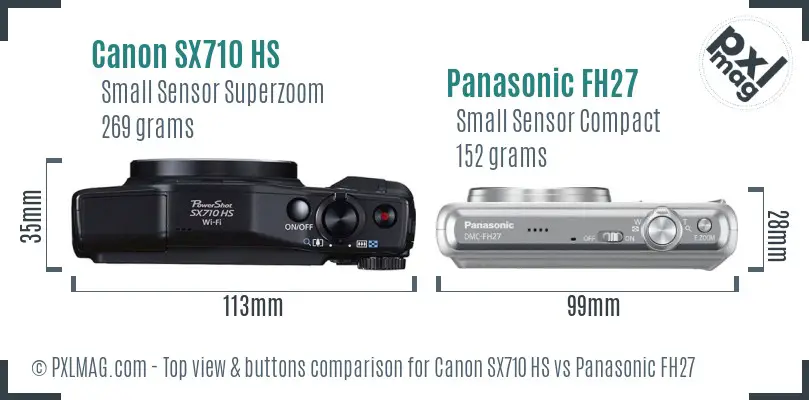 Canon SX710 HS vs Panasonic FH27 top view buttons comparison