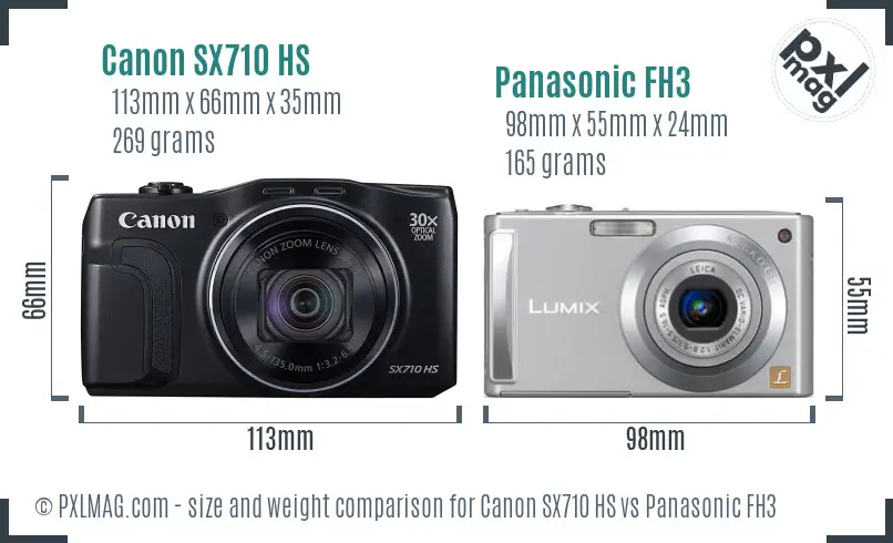 Canon SX710 HS vs Panasonic FH3 size comparison