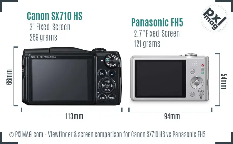 Canon SX710 HS vs Panasonic FH5 Screen and Viewfinder comparison