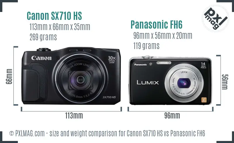 Canon SX710 HS vs Panasonic FH6 size comparison Canon SX710 HS vs Panasonic FH6 size comparison