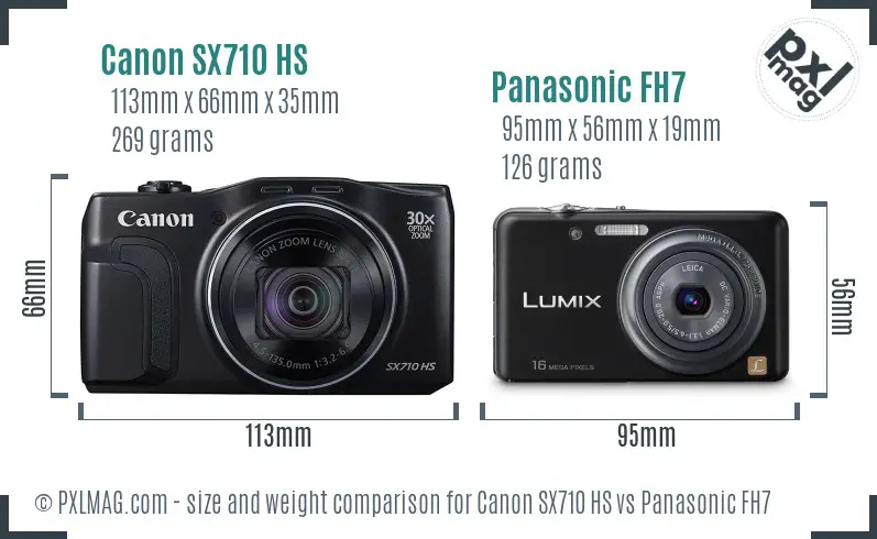 Canon SX710 HS vs Panasonic FH7 size comparison