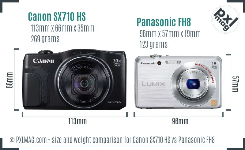 Canon SX710 HS vs Panasonic FH8 size comparison Canon SX710 HS vs Panasonic FH8 size comparison