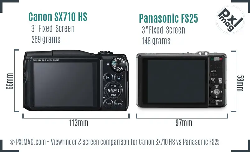 Canon SX710 HS vs Panasonic FS25 Screen and Viewfinder comparison Canon SX710 HS vs Panasonic FS25 Screen and Viewfinder comparison