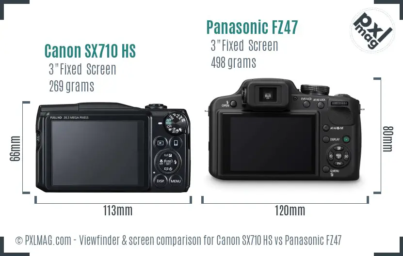 Canon SX710 HS vs Panasonic FZ47 Screen and Viewfinder comparison