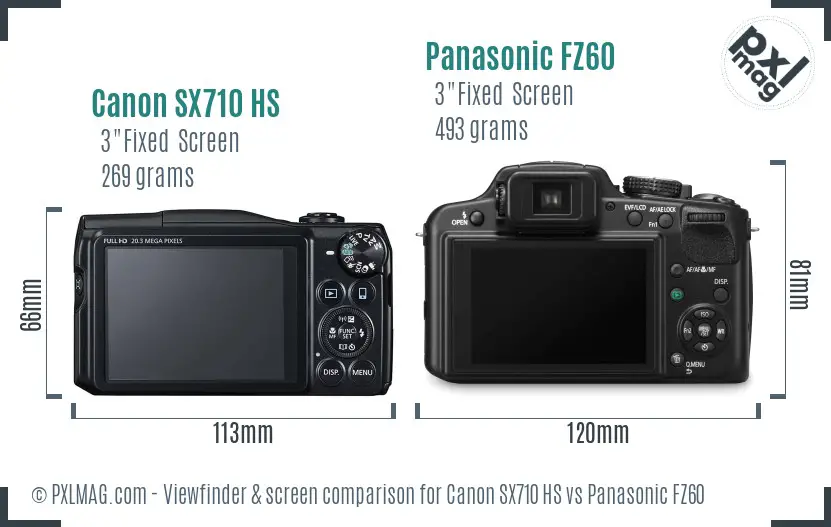 Canon SX710 HS vs Panasonic FZ60 Screen and Viewfinder comparison Canon SX710 HS vs Panasonic FZ60 Screen and Viewfinder comparison