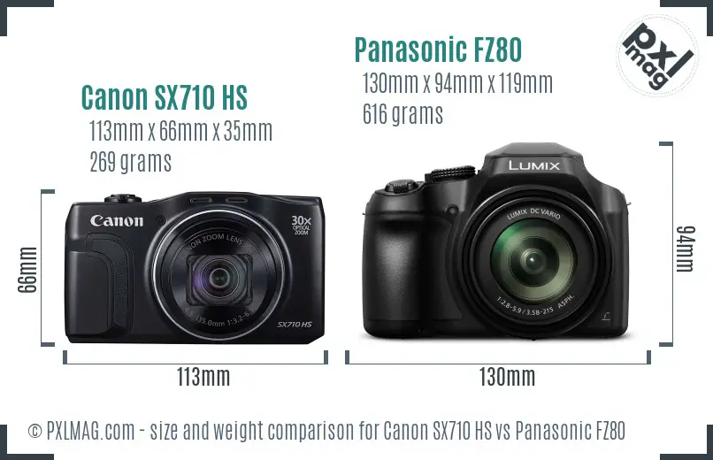 Canon SX710 HS vs Panasonic FZ80 size comparison Canon SX710 HS vs Panasonic FZ80 size comparison