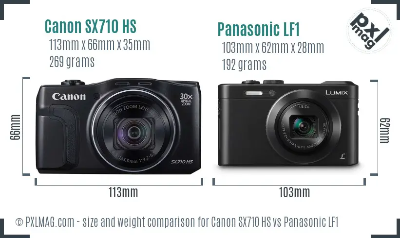Canon SX710 HS vs Panasonic LF1 size comparison