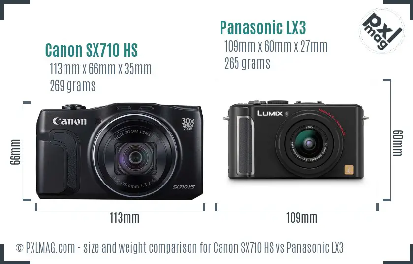 Canon SX710 HS vs Panasonic LX3 size comparison