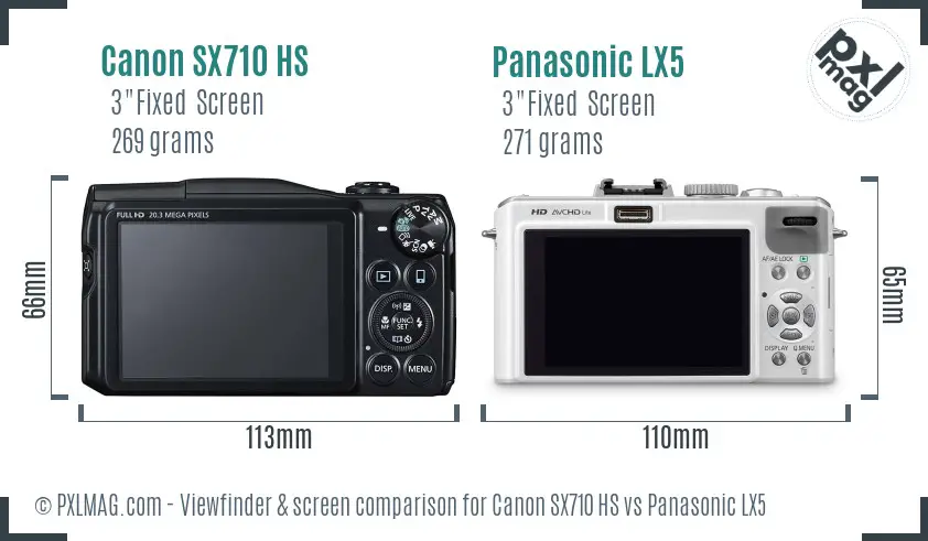 Canon SX710 HS vs Panasonic LX5 Screen and Viewfinder comparison