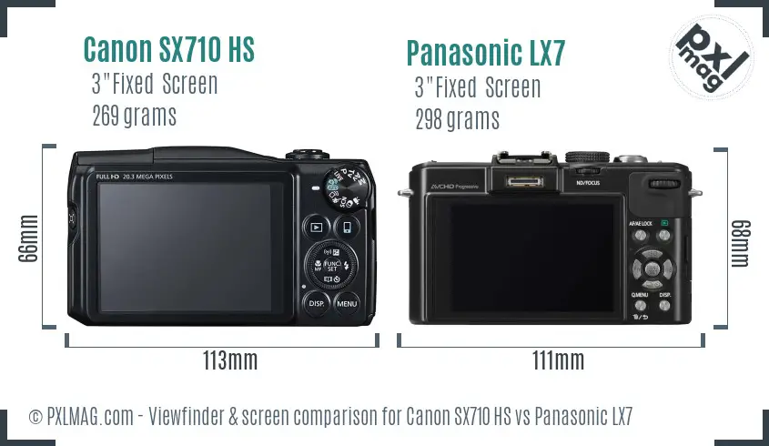 Canon SX710 HS vs Panasonic LX7 Screen and Viewfinder comparison Canon SX710 HS vs Panasonic LX7 Screen and Viewfinder comparison