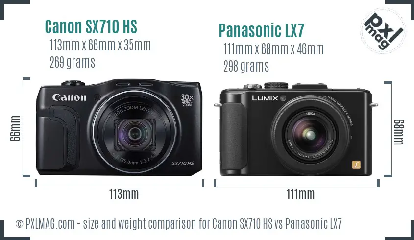 Canon SX710 HS vs Panasonic LX7 size comparison Canon SX710 HS vs Panasonic LX7 size comparison