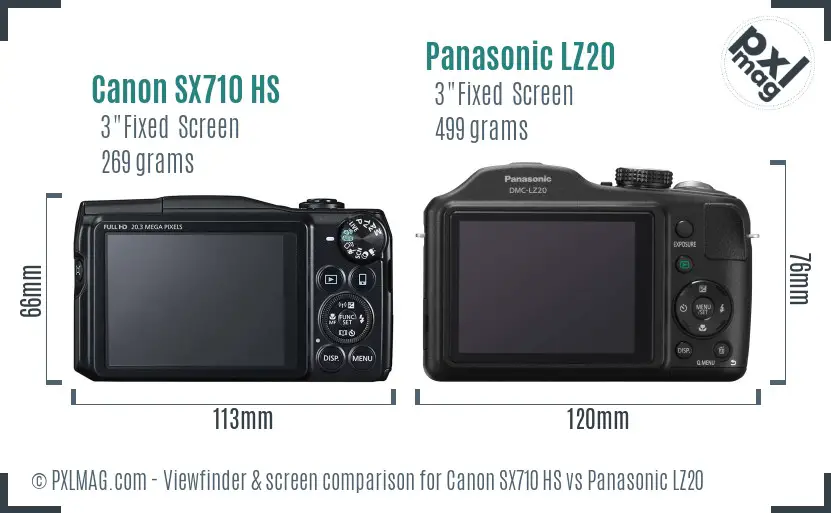 Canon SX710 HS vs Panasonic LZ20 Screen and Viewfinder comparison Canon SX710 HS vs Panasonic LZ20 Screen and Viewfinder comparison