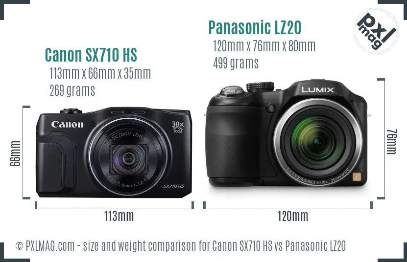 Canon SX710 HS vs Panasonic LZ20 size comparison Canon SX710 HS vs Panasonic LZ20 size comparison