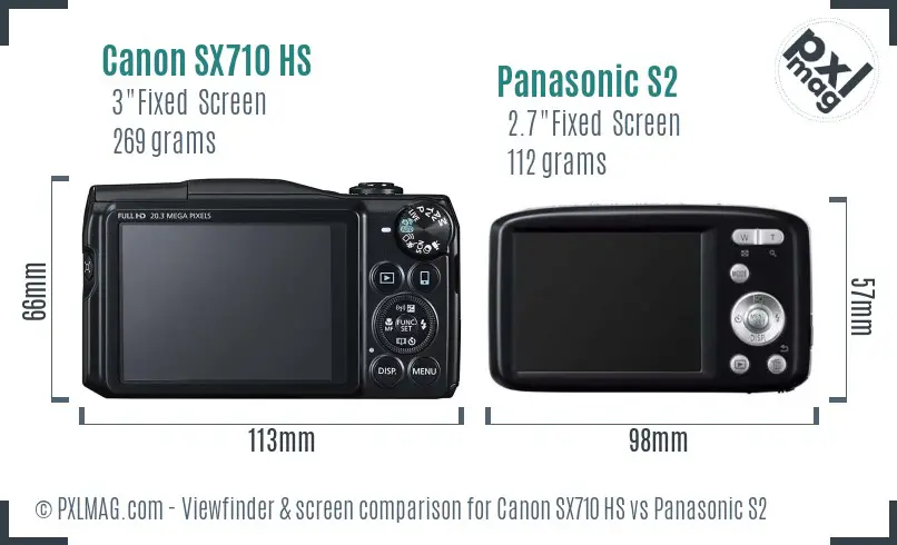 Canon SX710 HS vs Panasonic S2 Screen and Viewfinder comparison