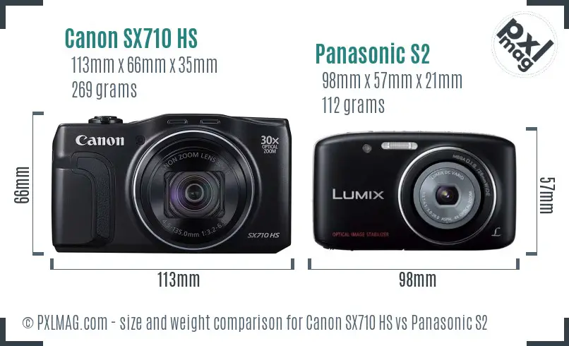 Canon SX710 HS vs Panasonic S2 size comparison