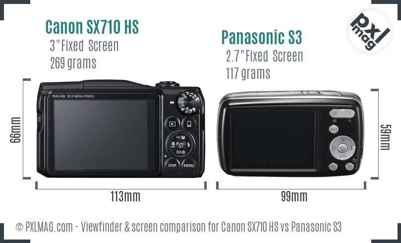 Canon SX710 HS vs Panasonic S3 Screen and Viewfinder comparison