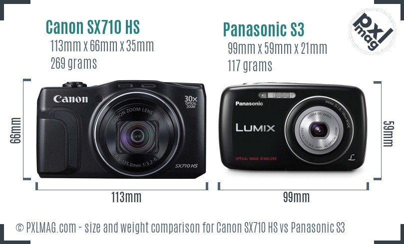 Canon SX710 HS vs Panasonic S3 size comparison Canon SX710 HS vs Panasonic S3 size comparison