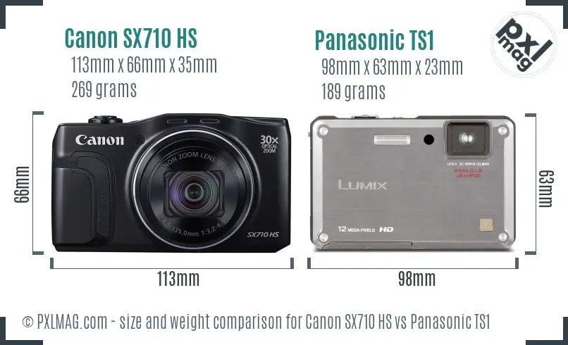 Canon SX710 HS vs Panasonic TS1 size comparison