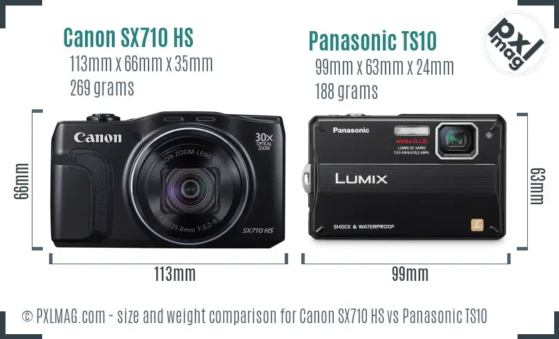 Canon SX710 HS vs Panasonic TS10 size comparison Canon SX710 HS vs Panasonic TS10 size comparison