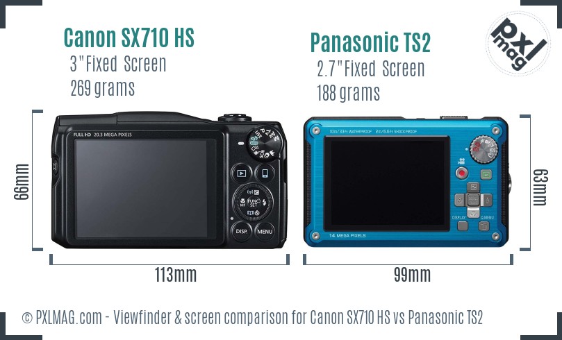 Canon SX710 HS vs Panasonic TS2 Screen and Viewfinder comparison