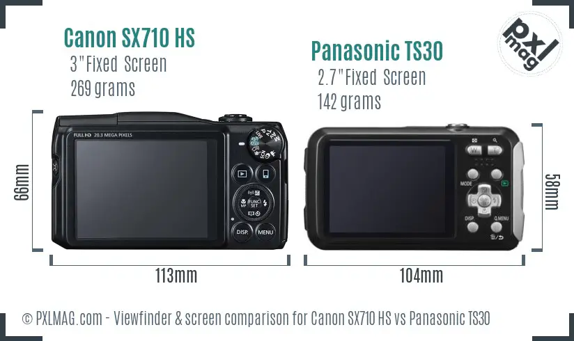 Canon SX710 HS vs Panasonic TS30 Screen and Viewfinder comparison