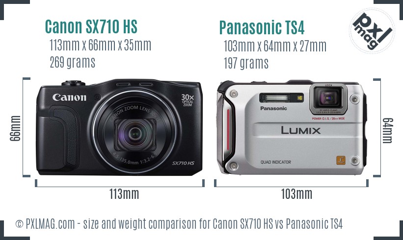 Canon SX710 HS vs Panasonic TS4 size comparison Canon SX710 HS vs Panasonic TS4 size comparison