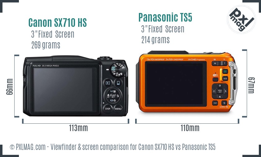Canon SX710 HS vs Panasonic TS5 Screen and Viewfinder comparison