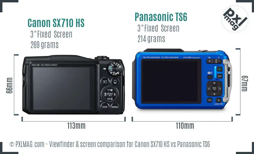 Canon SX710 HS vs Panasonic TS6 Screen and Viewfinder comparison