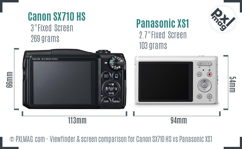 Canon SX710 HS vs Panasonic XS1 Screen and Viewfinder comparison