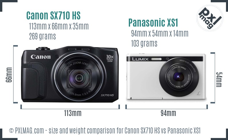 Canon SX710 HS vs Panasonic XS1 size comparison