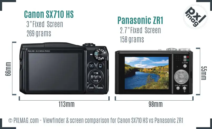 Canon SX710 HS vs Panasonic ZR1 Screen and Viewfinder comparison