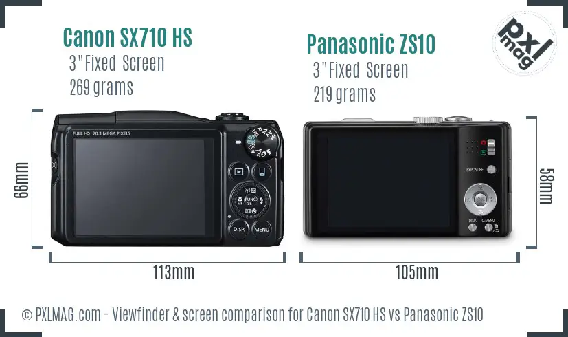 Canon SX710 HS vs Panasonic ZS10 Screen and Viewfinder comparison Canon SX710 HS vs Panasonic ZS10 Screen and Viewfinder comparison