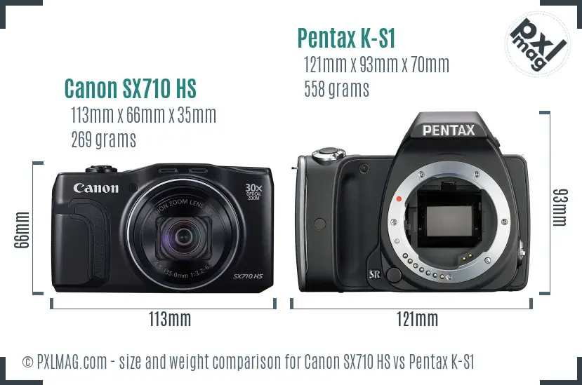 Canon SX710 HS vs Pentax K-S1 size comparison
