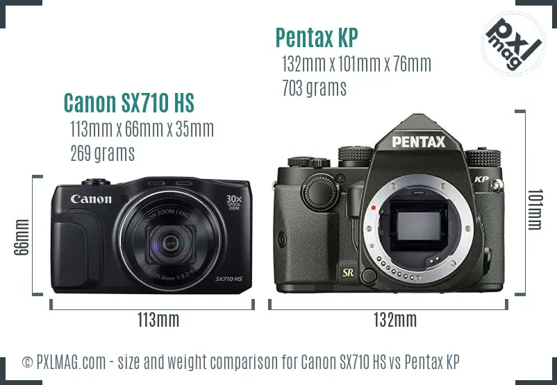 Canon SX710 HS vs Pentax KP size comparison