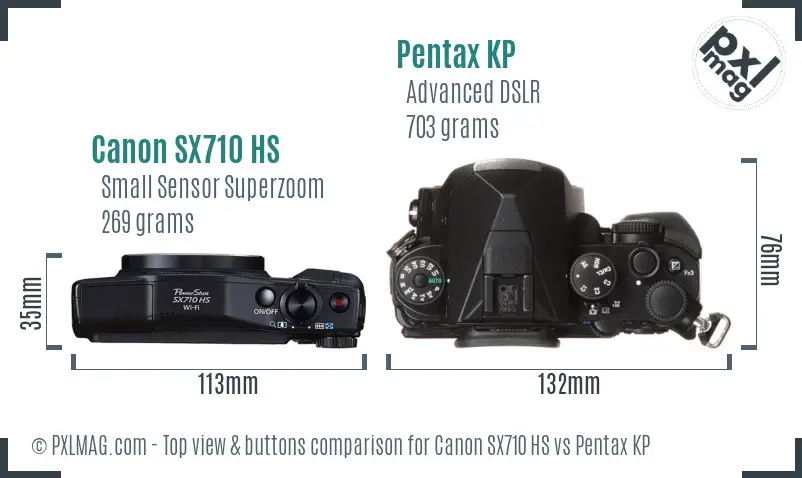 Canon SX710 HS vs Pentax KP top view buttons comparison