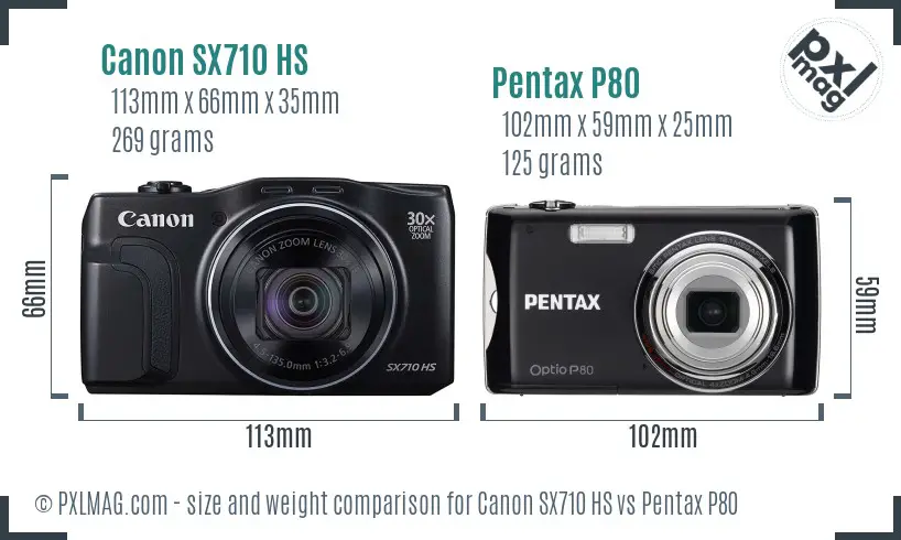 Canon SX710 HS vs Pentax P80 size comparison Canon SX710 HS vs Pentax P80 size comparison
