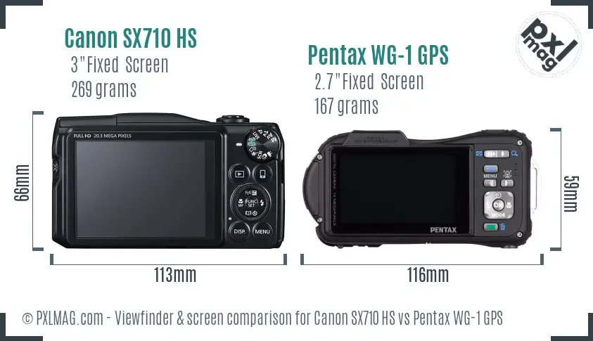 Canon SX710 HS vs Pentax WG-1 GPS Screen and Viewfinder comparison