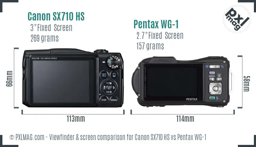 Canon SX710 HS vs Pentax WG-1 Screen and Viewfinder comparison