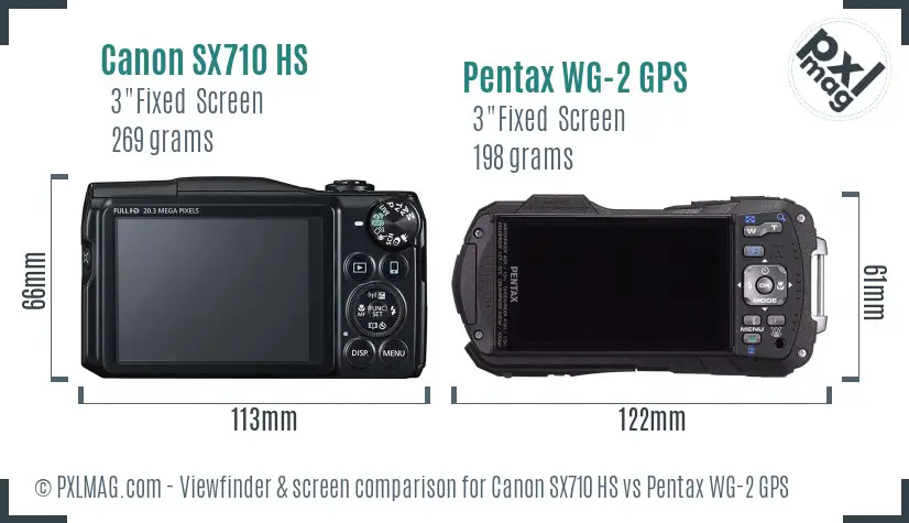Canon SX710 HS vs Pentax WG-2 GPS Screen and Viewfinder comparison Canon SX710 HS vs Pentax WG-2 GPS Screen and Viewfinder comparison