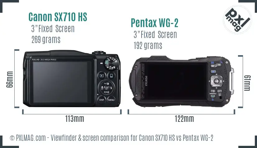 Canon SX710 HS vs Pentax WG-2 Screen and Viewfinder comparison