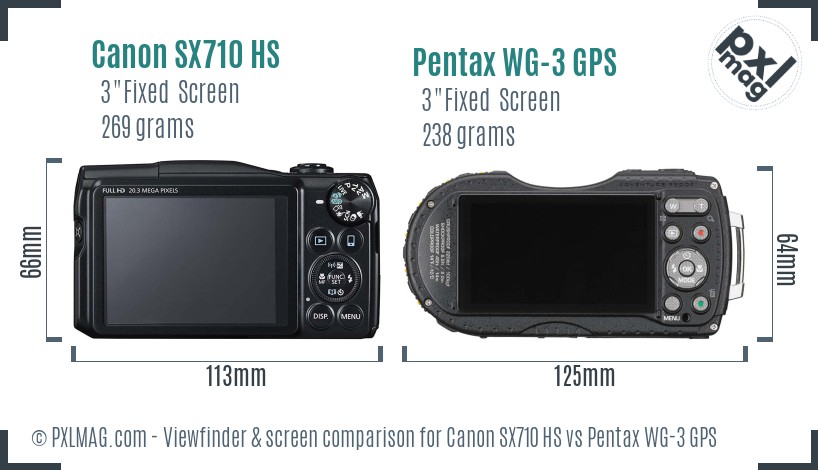 Canon SX710 HS vs Pentax WG-3 GPS Screen and Viewfinder comparison