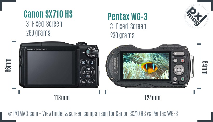 Canon SX710 HS vs Pentax WG-3 Screen and Viewfinder comparison
