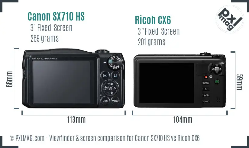 Canon SX710 HS vs Ricoh CX6 Screen and Viewfinder comparison Canon SX710 HS vs Ricoh CX6 Screen and Viewfinder comparison