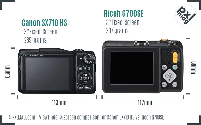 Canon SX710 HS vs Ricoh G700SE Screen and Viewfinder comparison