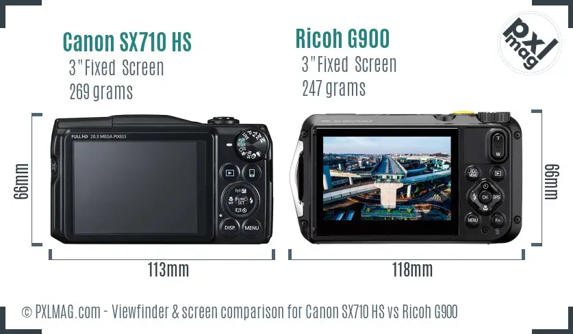 Canon SX710 HS vs Ricoh G900 Screen and Viewfinder comparison