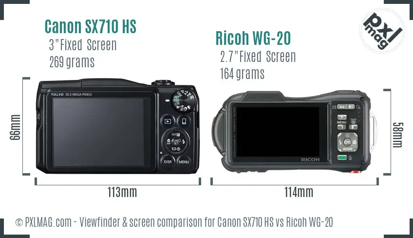 Canon SX710 HS vs Ricoh WG-20 Screen and Viewfinder comparison